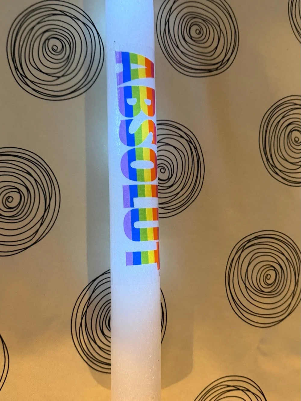 White Foam Light-Up Party Stick with Rainbow Absolut Logo